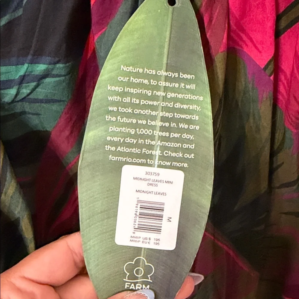 FARM Rio Midnight Leaves Mini Dress size M NWT